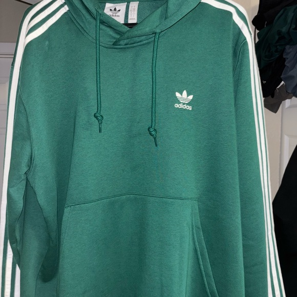 Adidas Green Sweater with Trefoil Logo and Stripes